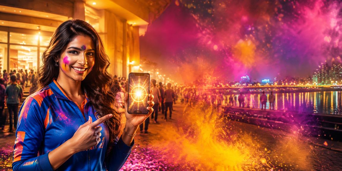 Ahmedabad riverfront during Holi festival illustrating vibrant Indian cricket and betting culture